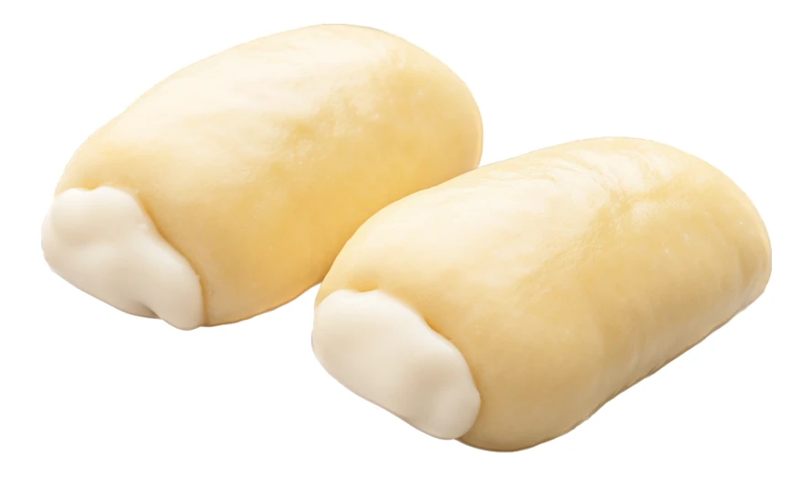 Two durian crepes filled with cream isolated on white