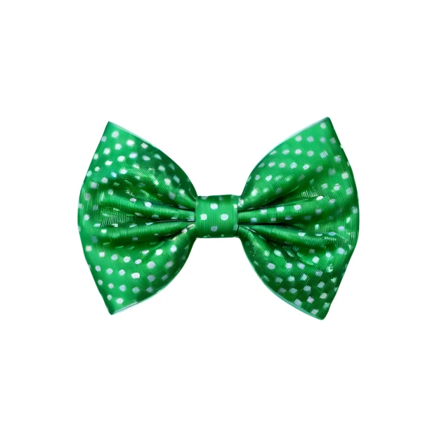 Green polka dot bow tie isolated on white background