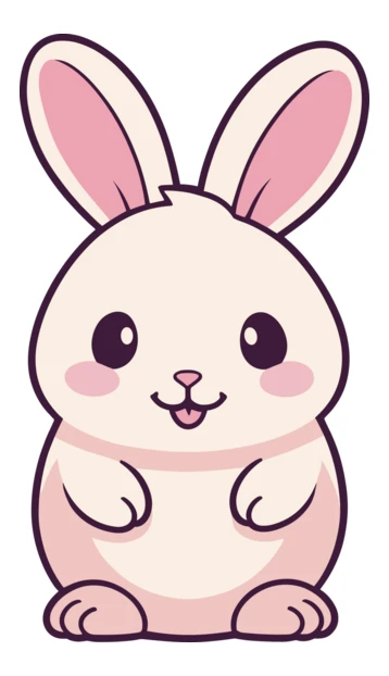 Cute kawaii bunny illustration isolated on white background
