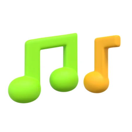 Colorful 3D rendered musical note icons on white background