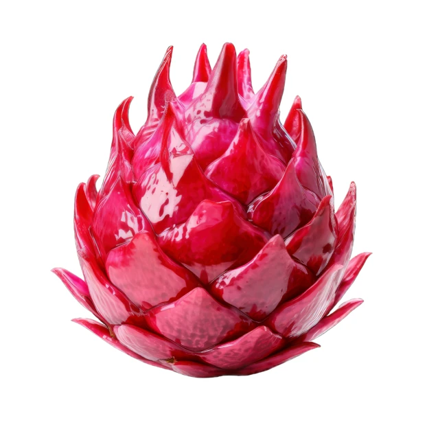 Whole pink dragon fruit isolated on white background