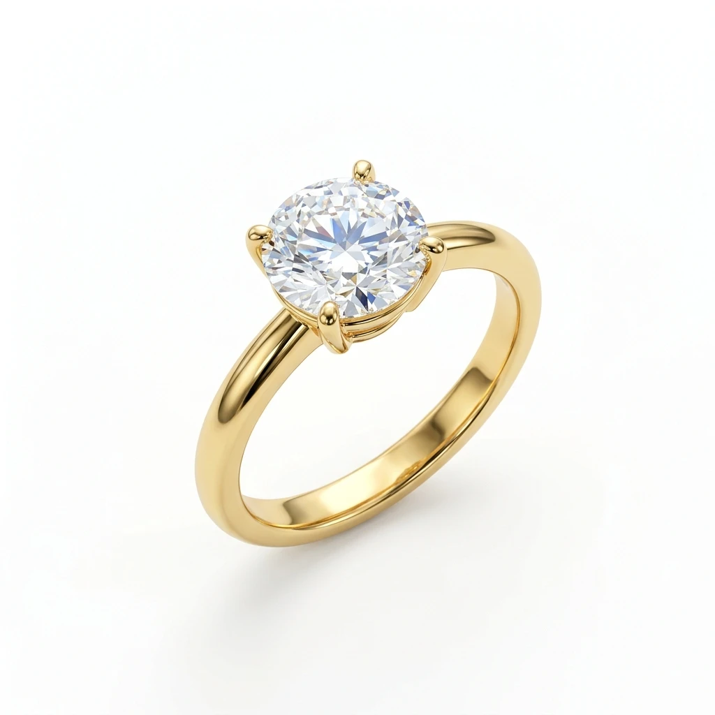 Classic round diamond solitaire engagement ring in yellow gold