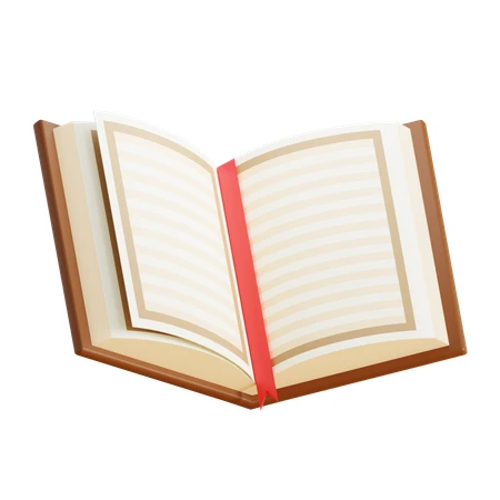 3D illustration of an open book with red bookmark