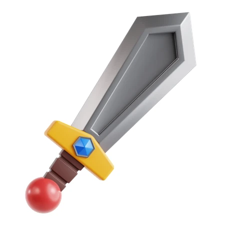 Stylized 3D cartoon sword isolated on white background