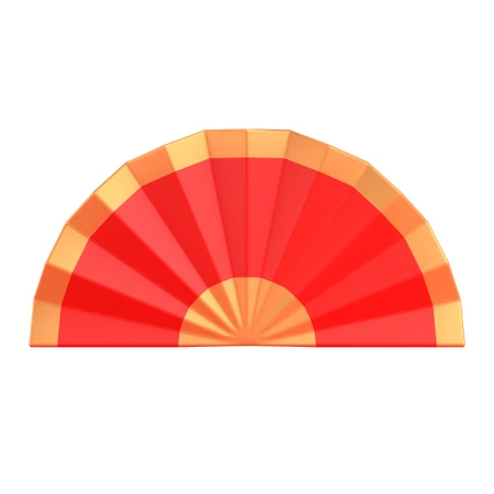 Traditional red and gold Chinese folding fan isolated on white