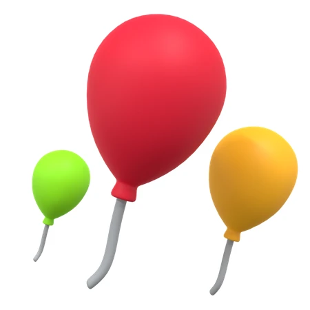 3D render of red yellow and green balloons