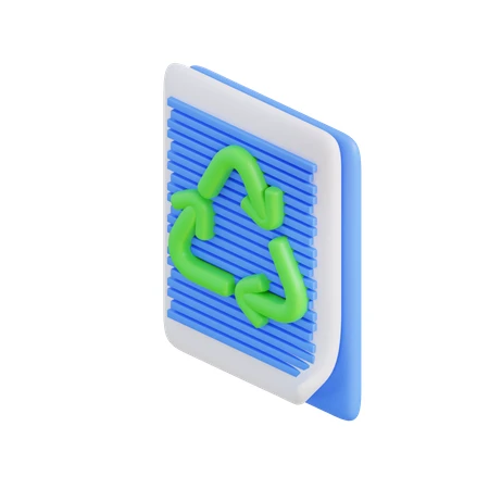 3D recycling symbol icon on a blue document folder