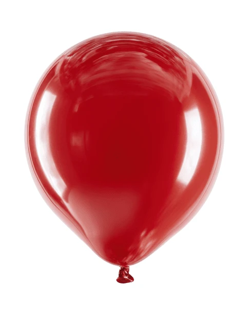 Single glossy red balloon isolated on white background