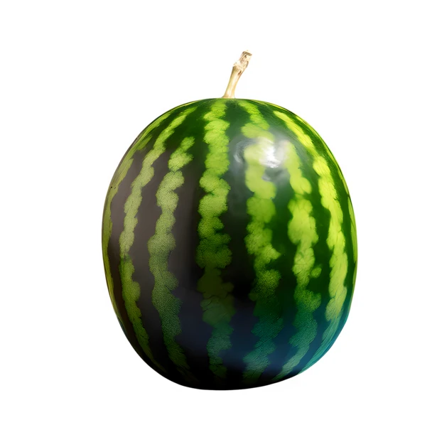 Whole striped watermelon isolated on white background
