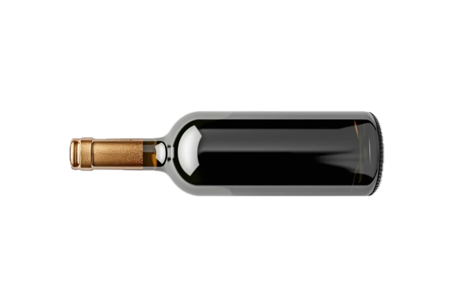 Horizontal red wine bottle isolated on white background
