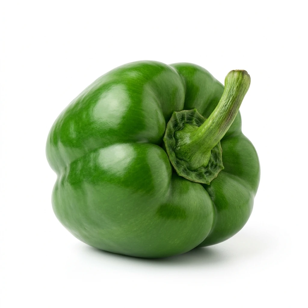 Fresh green bell pepper isolated on white background