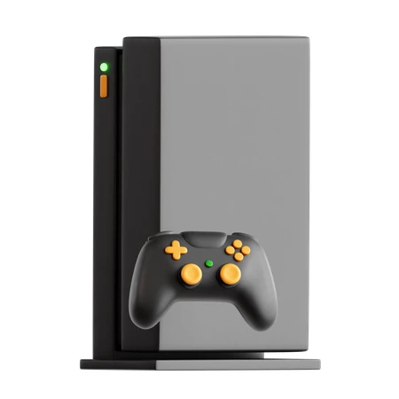 3D rendering of a modern video game console and controller
