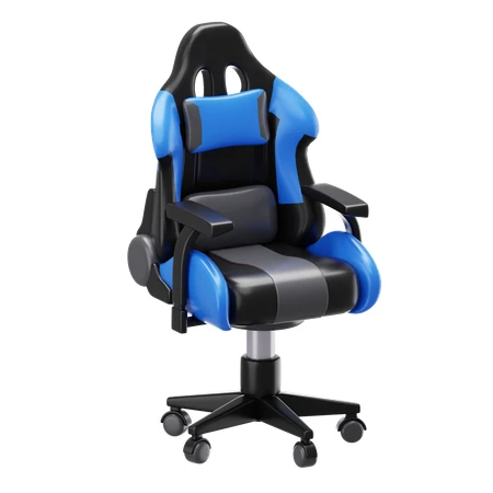 Modern blue and black 3D gaming chair isolated on white