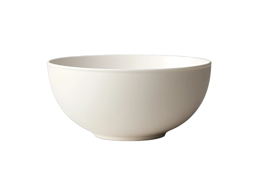Minimalist empty ceramic bowl isolated on white background