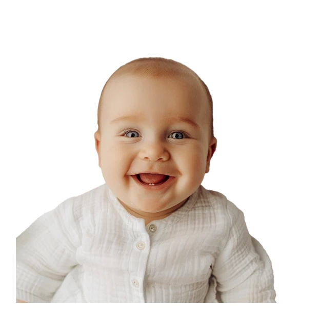 Happy smiling baby portrait isolated on white background