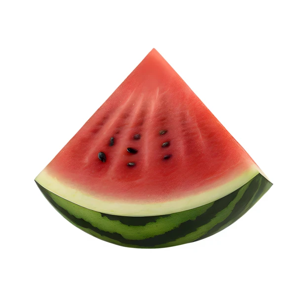 Fresh watermelon slice with seeds isolated on white background