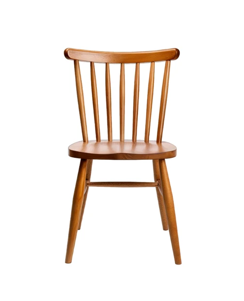 Classic wooden spindle-back dining chair isolated on white background