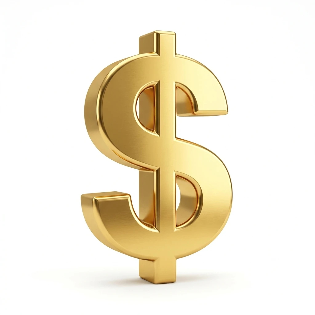 3D golden dollar sign isolated on white background