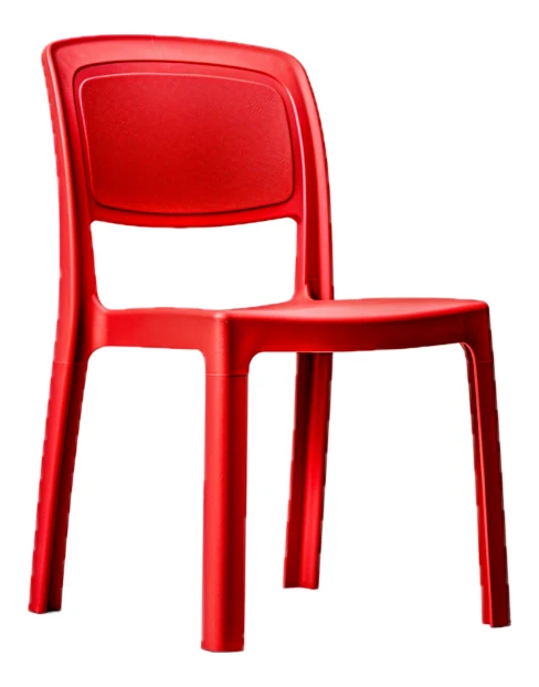 Modern red plastic chair isolated on white background