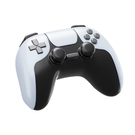 Modern white and black game controller isolated on white background