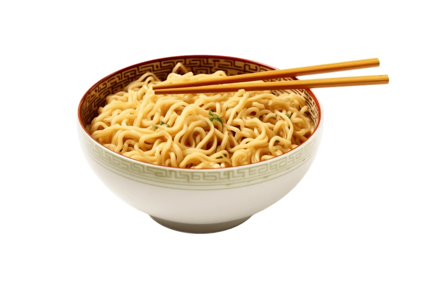 Instant ramen noodles in a bowl with wooden chopsticks