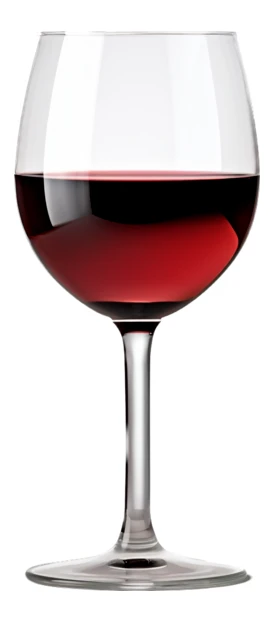 Single glass of red wine isolated on white background