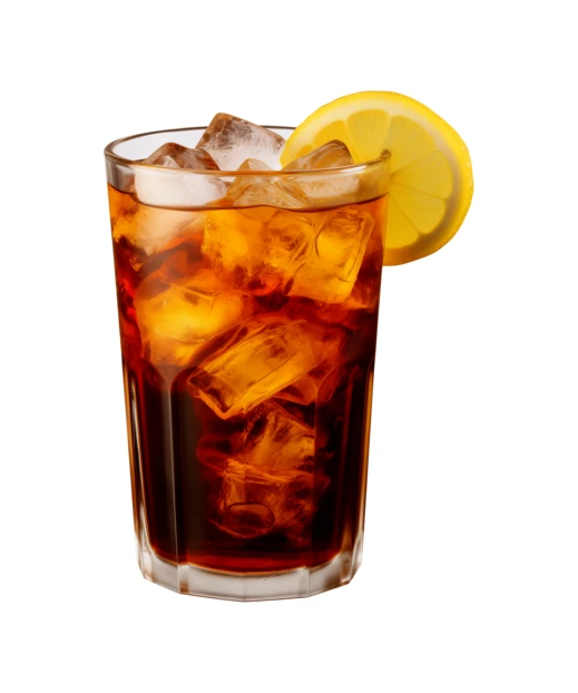 Refreshing glass of iced tea with a lemon slice