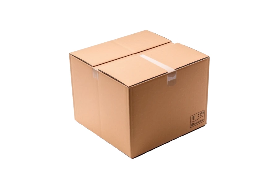 Closed brown cardboard shipping box isolated on white background
