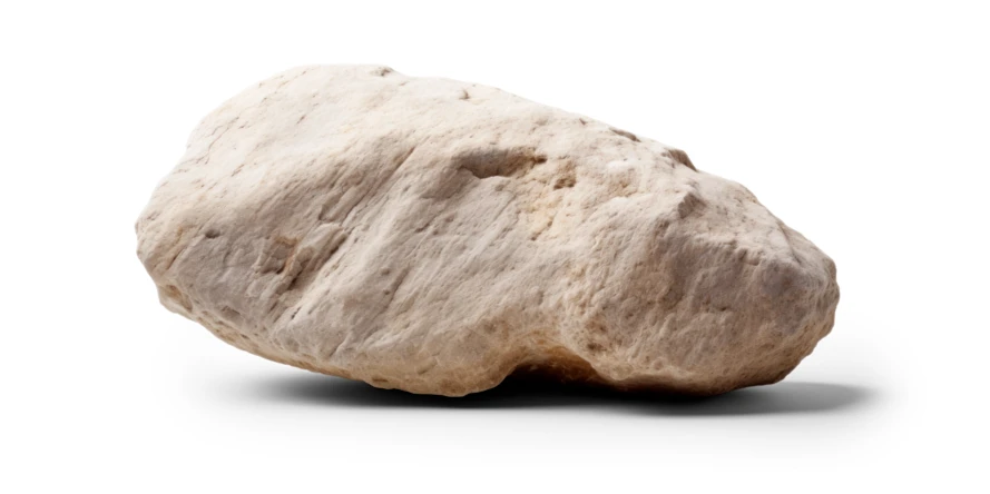 Natural light colored textured rock isolated on white background