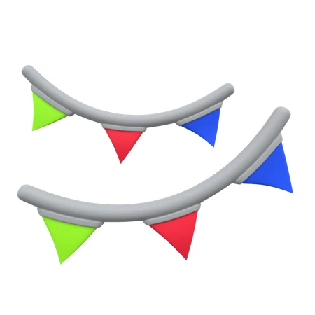 3D colorful party bunting flags on white background