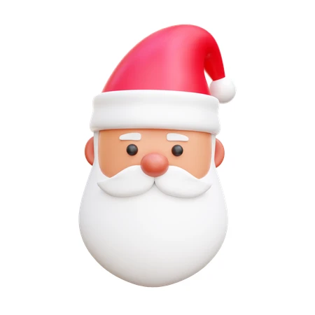 3D cartoon Santa Claus head isolated on white background