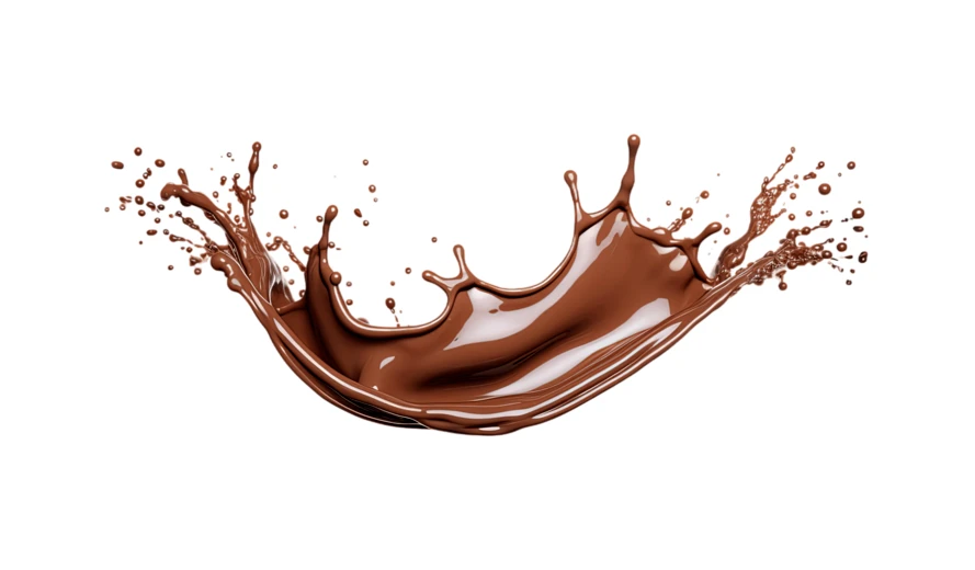 Dynamic splash of liquid chocolate isolated on white background