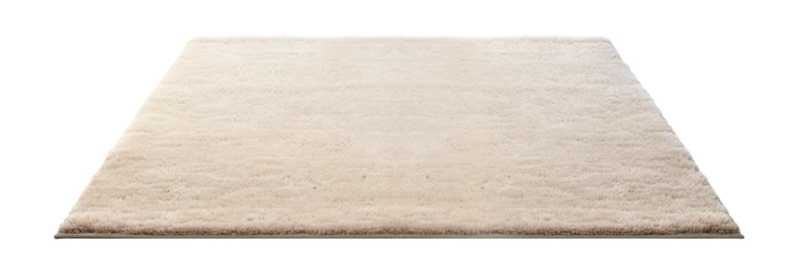 Beige plush shag rug isolated on white background