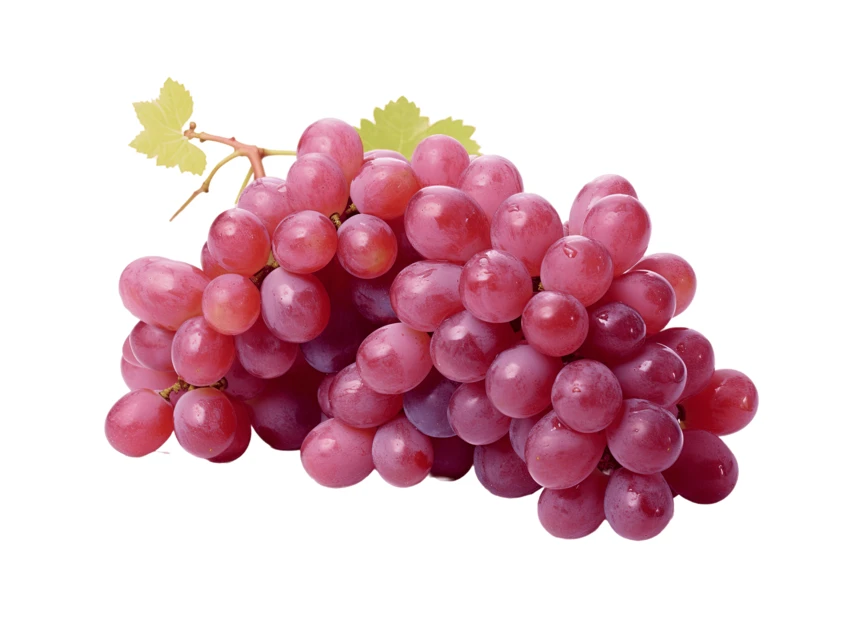 Fresh bunch of red grapes isolated on white background
