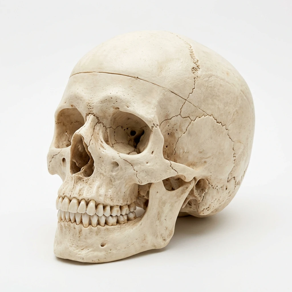 Human skull anatomical model isolated on white background