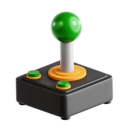 3D rendered retro game joystick icon isolated on white