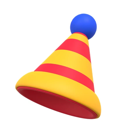 3D rendering of a striped yellow and red party hat
