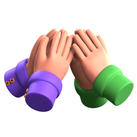 3D illustration of two cartoon hands doing a high five