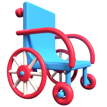 3D stylized blue and red wheelchair isolated on white