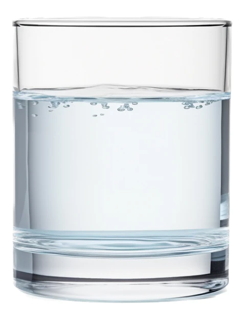 Glass of fresh still water on white background