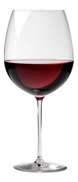 Single glass of red wine isolated on white background