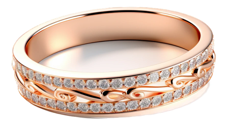 Rose gold diamond wedding band with elegant filigree design