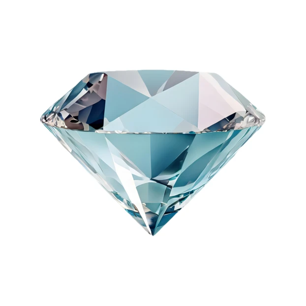 Single light blue diamond gemstone isolated on white background