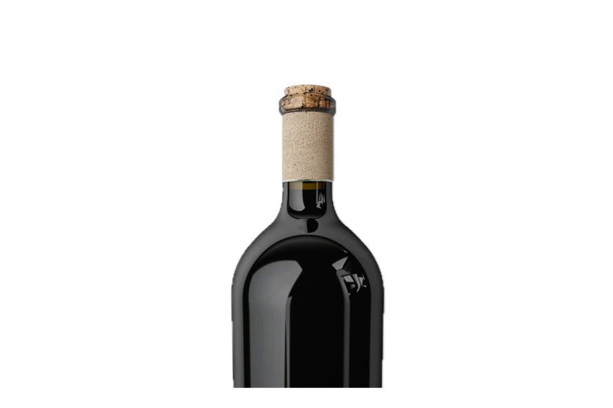 Close-up of red wine bottle neck with cork