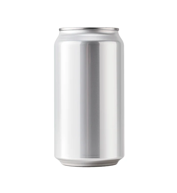 Blank silver aluminum beverage can isolated on white background