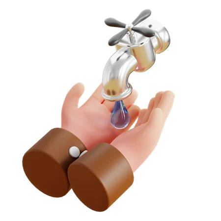 3D render of hands catching water from a faucet