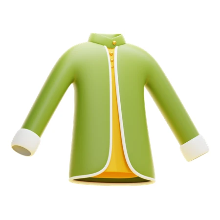 3D rendered green and yellow traditional Asian garment icon