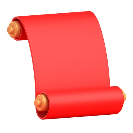 Blank red paper scroll icon isolated on white background