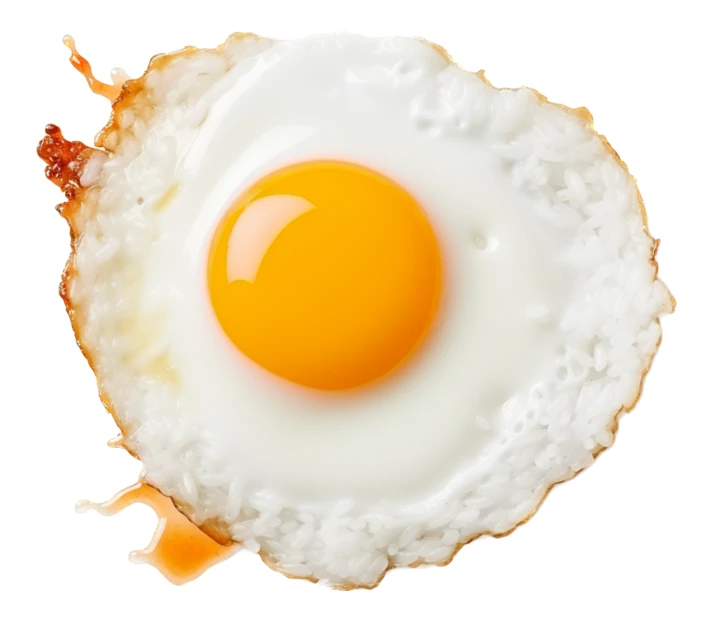 Single fried egg sunny side up isolated on white