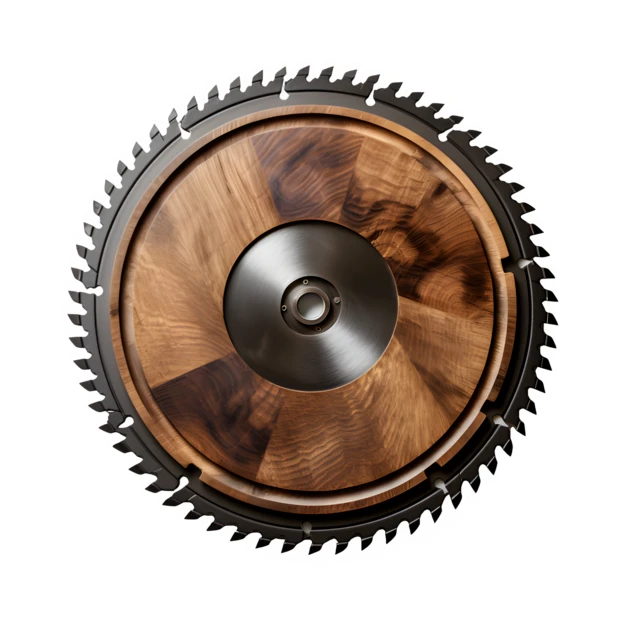 Circular saw blade with polished wood grain center inlay